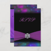 ティール(緑がかった色)ブルーパープルキンセアニェラRSVP 出欠カード (正面/裏面)