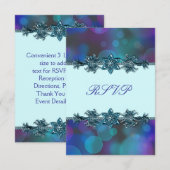 ティール（緑がかった色）ブルーパープルバブルズキンセアニェラRSVP 出欠カード (正面/裏面)