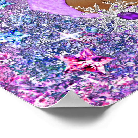 ティール（緑がかった色）ブルーパープルピンクプリンセス赤ちゃんシャワーエスニック ポスター (角)