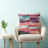 ティール（緑がかった色）ブルーパープルピーチブルゴーニュ抽象芸術 クッション (椅子)