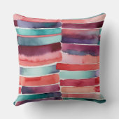 ティール（緑がかった色）ブルーパープルピーチブルゴーニュ抽象芸術 クッション (裏面)