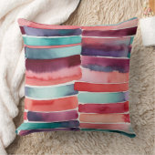 ティール（緑がかった色）ブルーパープルピーチブルゴーニュ抽象芸術 クッション (ブランケット)