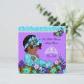 ティール(緑がかった色)ブルーパープルプリンセスベビーシャワーガールA1 招待状 (スタンド正面)