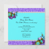 ティール（緑がかった色）ブルーパープルプリンセスベビーシャワーガールB1 招待状 (裏面)