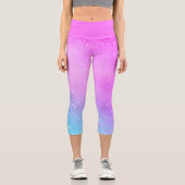 ティール(緑がかった色)ブルーパープルホログラフィグラデーションックスター銀河系 カプリレギンス (正面)