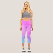 ティール(緑がかった色)ブルーパープルホログラフィグラデーションックスター銀河系 カプリレギンス (正面)