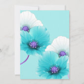 ティール（緑がかった色）ブルーパープルポピーフローラ誕生日パーティー 招待状 (裏面)