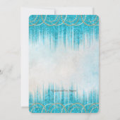 ティール（緑がかった色）ブルーパールウォーターカラーマスカレードパーティー 招待状 (裏面)