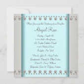 ティール（緑がかった色）ブルーパールクロスベビーバプテスマ《キリスト教》洗礼式や命名式 招待状 (裏面)