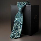 ティール(緑がかった色)ブルービクトリアンエラフローラスノーベリーメンズ ネクタイ