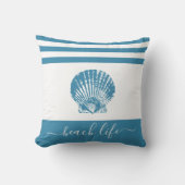 ティール(緑がかった色)ブルービーチライフスクリプトseashellシモダンック クッション (正面)