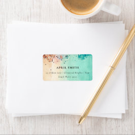 ティール（緑がかった色）ブルービーチ砂岩水カラーアドレス ラベル