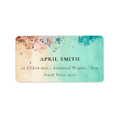 ティール（緑がかった色）ブルービーチ砂岩水カラーアドレス ラベル (正面)