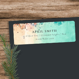 ティール（緑がかった色）ブルービーチ砂岩水カラーアドレス ラベル