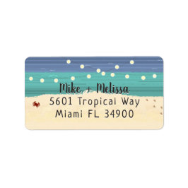 ティール（緑がかった色）&ブルービーチ&ストリングライト ラベル