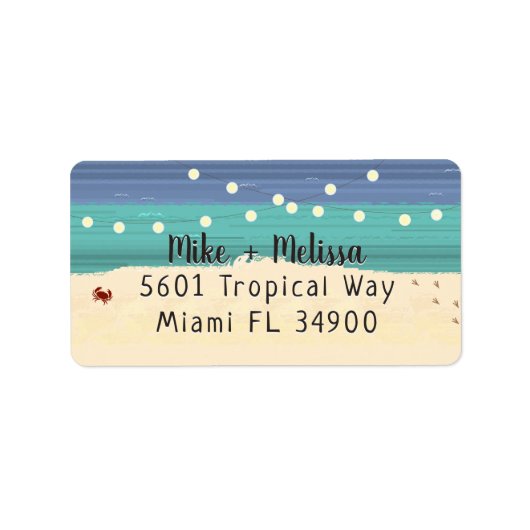 ティール（緑がかった色）&ブルービーチ&ストリングライト ラベル (正面)