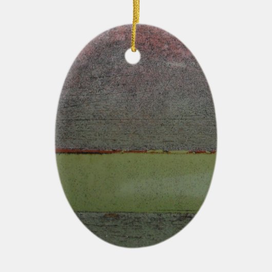 ティール（緑がかった色）ブルーピンクグリーン セラミックオーナメント (正面)