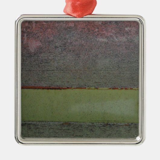 ティール（緑がかった色）ブルーピンクグリーン メタルオーナメント (正面)