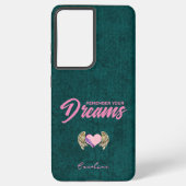 ティール(緑がかった色)ブルーピンクドリーム翼ハート SAMSUNG GALAXYケース (裏面)