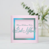 ティール(緑がかった色)ブルーピンクバルミツワー招待状 招待状 (スタンド正面)