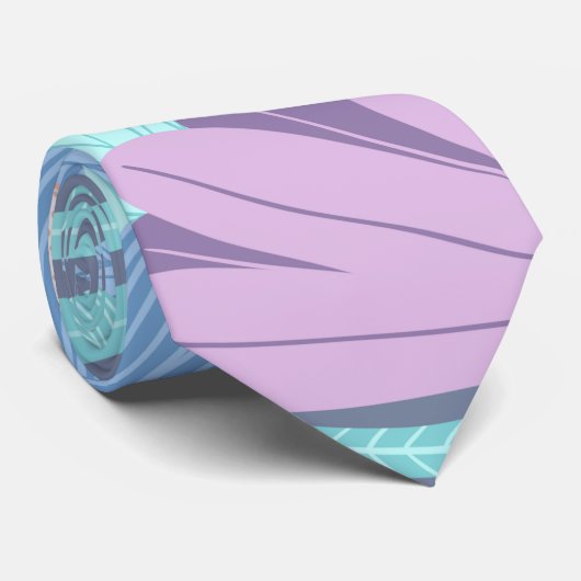 ティール(緑がかった色)ブルーピンクフローライラストレーションパターン ネクタイ (ロール)