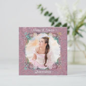 ティール(緑がかった色)ブルーピンク写真キンセアニェラ 招待状 (スタンド正面)