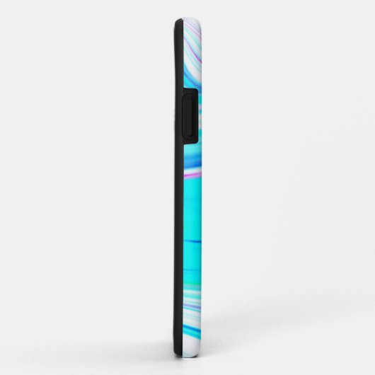 ティール(緑がかった色)ブルーピンク白抽象芸術波モノグラムカワイイ Case-Mate iPhoneケース (裏面/右)