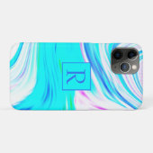ティール（緑がかった色）ブルーピンク白抽象芸術波モノグラムカワイイ Case-Mate iPhoneケース (裏面(横))