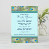 ティール(緑がかった色)ブルーピーコックブライダルシャワー 招待状 (スタンド正面)