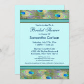 ティール(緑がかった色)ブルーピーコックブライダルシャワー 招待状 (正面/裏面)