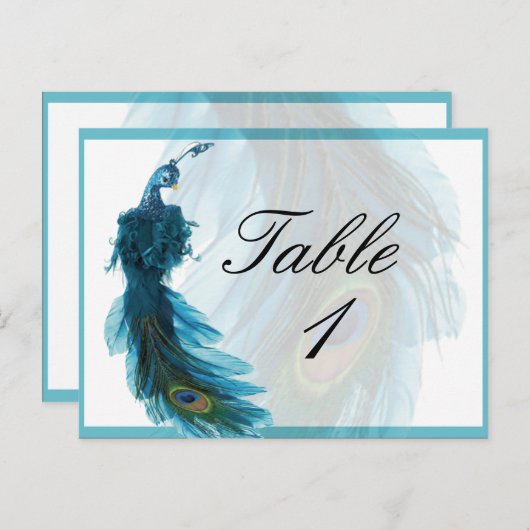 ティール（緑がかった色）ブルーピーコックプルムテーブル番号 ポストカード (正面/裏面)