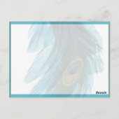 ティール(緑がかった色)ブルーピーコックプルムテーブル番号 ポストカード (裏面)