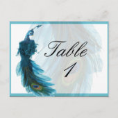 ティール（緑がかった色）ブルーピーコックプルムテーブル番号 ポストカード (正面)