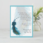 ティール(緑がかった色)ブルーピーコックプルームニューイーブ 招待状 (スタンド正面)