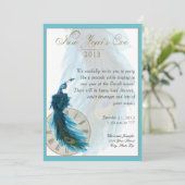 ティール（緑がかった色）ブルーピーコックプルームニューイーブ 招待状 (スタンド正面)