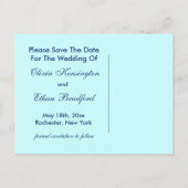 ティール(緑がかった色)ブルーピーコック結婚式招待状 案内ポストカード (裏面)