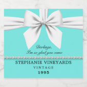 ティール（緑がかった色）ブルーファンシーティファニー誕生日カスタムヴィンテージ スパークリングワインラベル (シングルラベル)