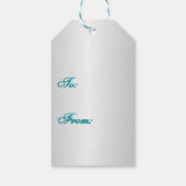 ティール（緑がかった色）ブルーフェニックスと文字オンシルバー ギフトタグ (裏面)