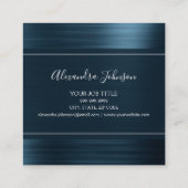 ティール(緑がかった色)ブルーフォイルモダンブラッシュメタル スクエア名刺 (裏面)