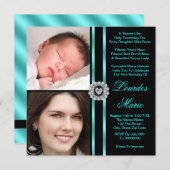 ティール(緑がかった色)ブルーフォトキンセアニェラ 招待状 (正面/裏面)