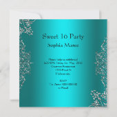 ティール(緑がかった色)ブルーフォトスイート16 16誕生日 招待状 (裏面)