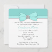 ティール（緑がかった色）ブルーフォト卒業発表 招待状 (裏面)