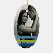 ティール(緑がかった色)&ブルーフォト婚約 セラミックオーナメント (右)