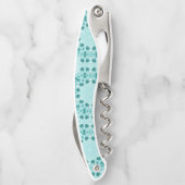 ティール（緑がかった色）ブルーフローラ抽象芸術 ソムリエナイフ (裏面)