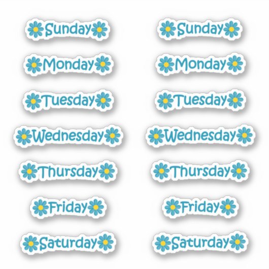 ティール(緑がかった色)ブルーフローラ日の週プランナー仕訳帳 シール (正面)