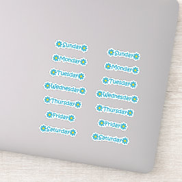 ティール（緑がかった色）ブルーフローラ日の週プランナー仕訳帳 シール