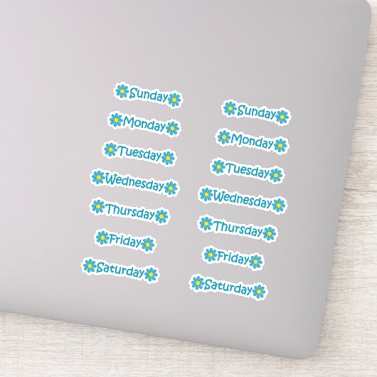 ティール(緑がかった色)ブルーフローラ日の週プランナー仕訳帳 シール (詳細)