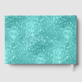 ティール（緑がかった色）ブルーフローラ&フォトキンセアニラパーソナライズされた ゲストブック (裏面)