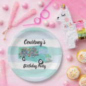 ティール（緑がかった色）ブルーフードトラックバースデーパーティーカスタム ペーパープレート (パーティー)