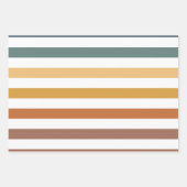 ティール（緑がかった色）ブルーブラウンタンイエロー秋秋模様 ラッピングペーパーシート (正面3)